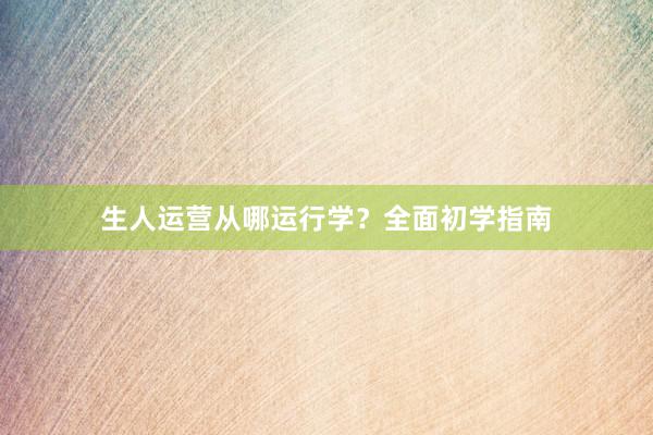 生人运营从哪运行学？全面初学指南